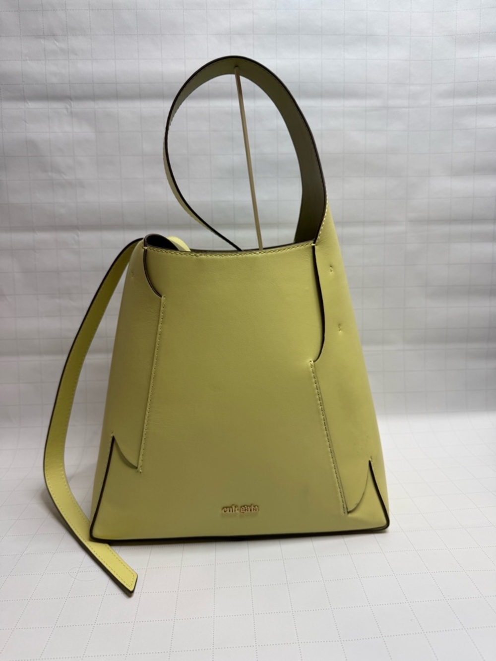 cult gaia Lemon Yellow Structured Shoulder Bag
